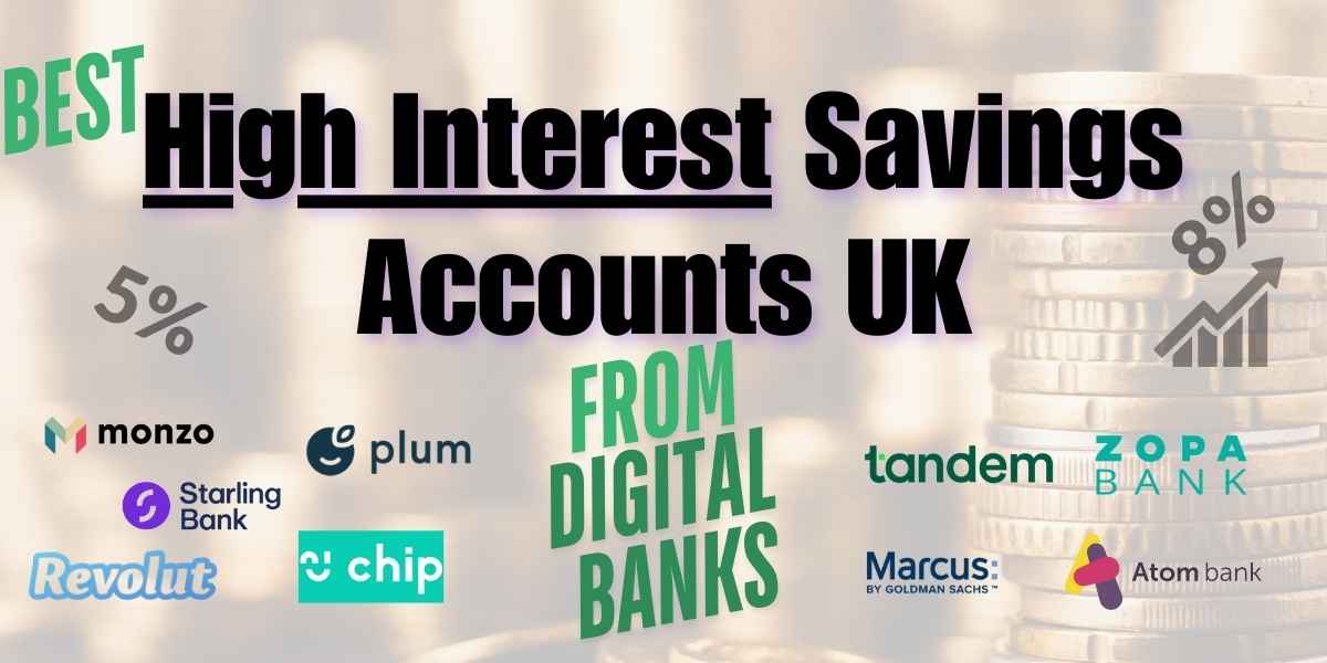 Text graphic displaying the article title: Best High Interest Savings Accounts UK Digital Banks